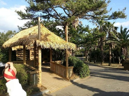 Disegno di tetto di paglia sintetica grigia personalizzato per bar da giardino / in riva al mare e personalizzato