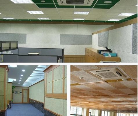 E0 Eco-friendly Blackish Green Wood Wool Sound Acoustic Ceiling con finitura in finitura
